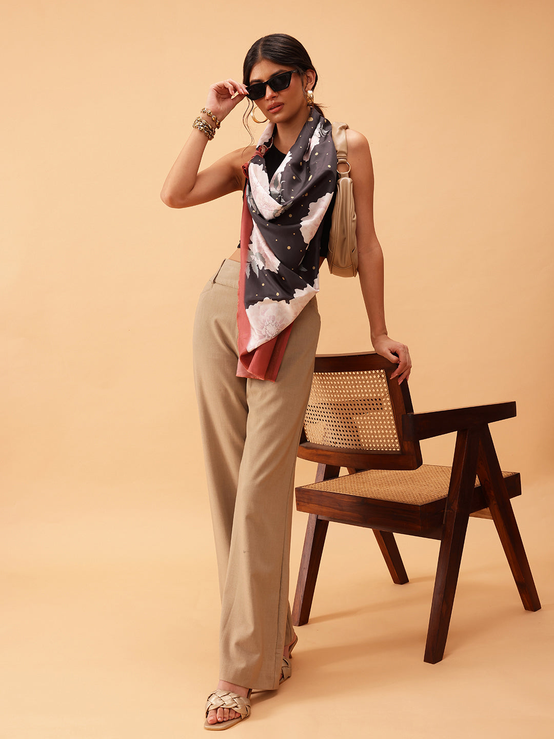 Women's Floral Printed Silk Scarf